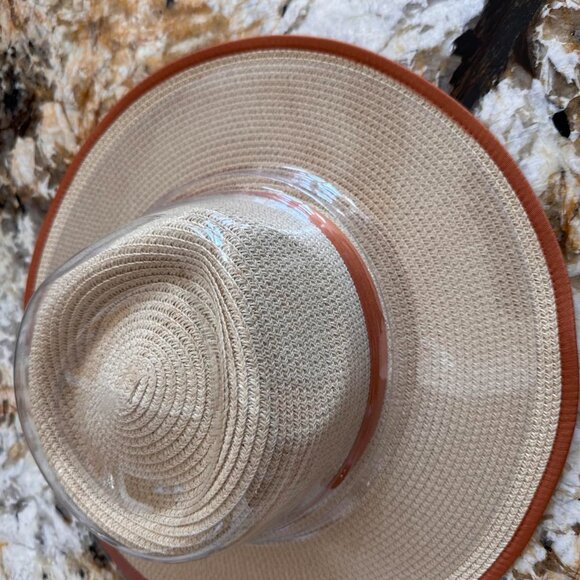 Neiman Marcus Orange Panama Rancher Wide Brim Sun Hat - Picture 6 of 6